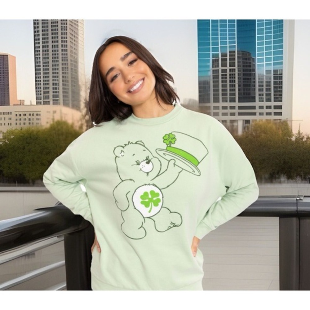 Care Bears St Patricks Day Green‎ Embroidered Sweatshirt NWT  2XL